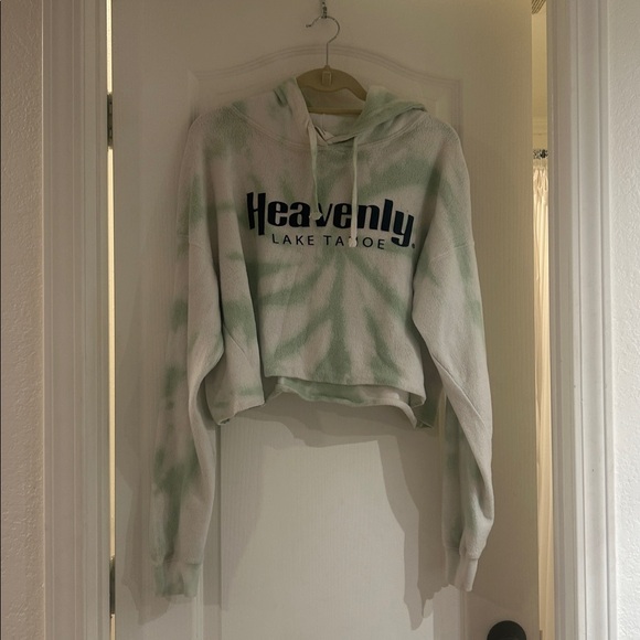 Cropped Tie Dye Hoodie Heavenly Lake Tahoe snowboard fleece hoodie - Picture 2 of 3
